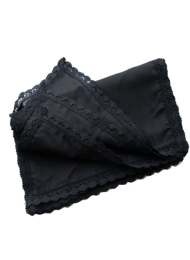 MemoryHanky Ladies Bridal Wedding Crochet Lace Handkerchiefs Black Cotton Hankies 6PCS - Image 4